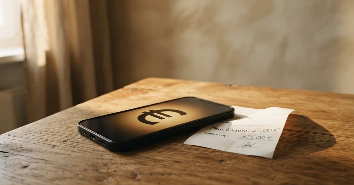 Ein Smartphone liegt mit dem Display nach unten auf einem Holztisch, daneben ein paar Euro-Münzen und eine unbeschriftete Plastikkarte im Morgenlicht.